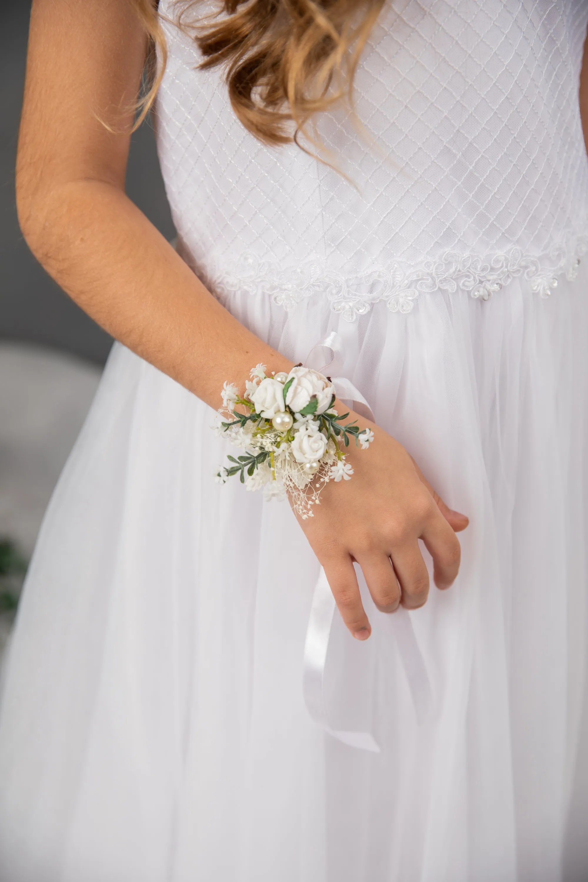 Holy communion flower set - headband, bracelet, candle decoration