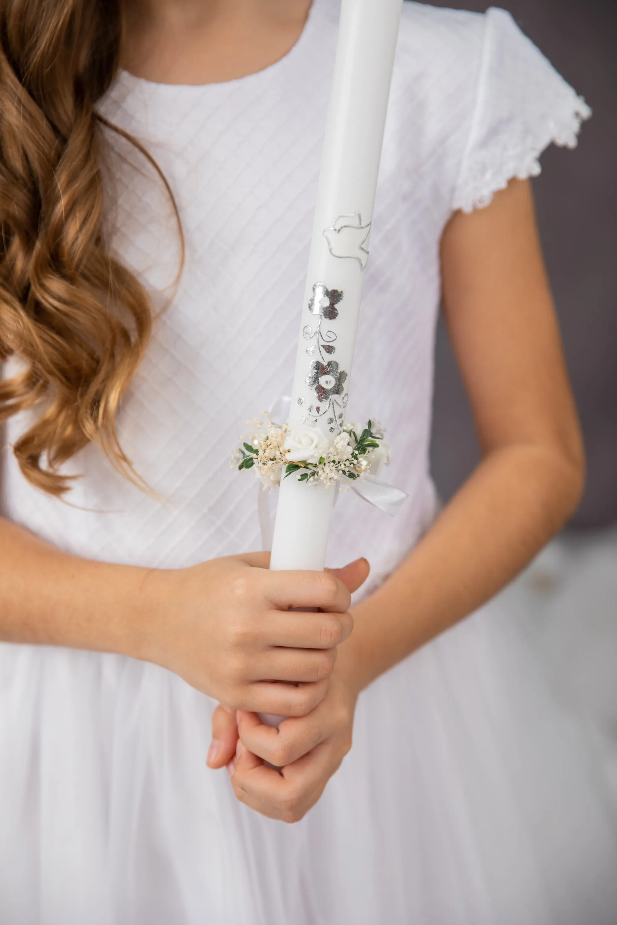 Holy communion flower set - headband, bracelet, candle decoration