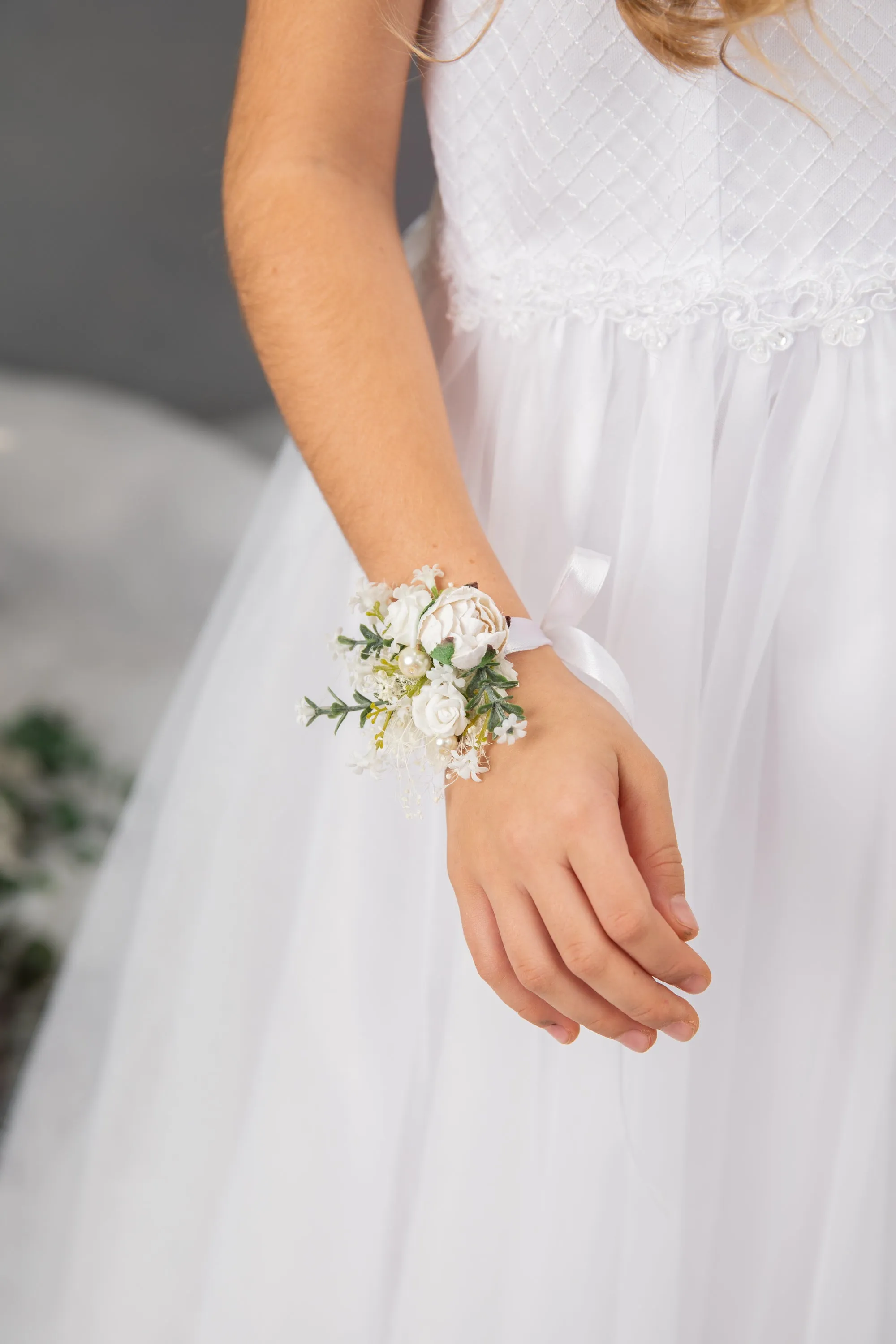 Holy communion flower set - headband, bracelet, candle decoration