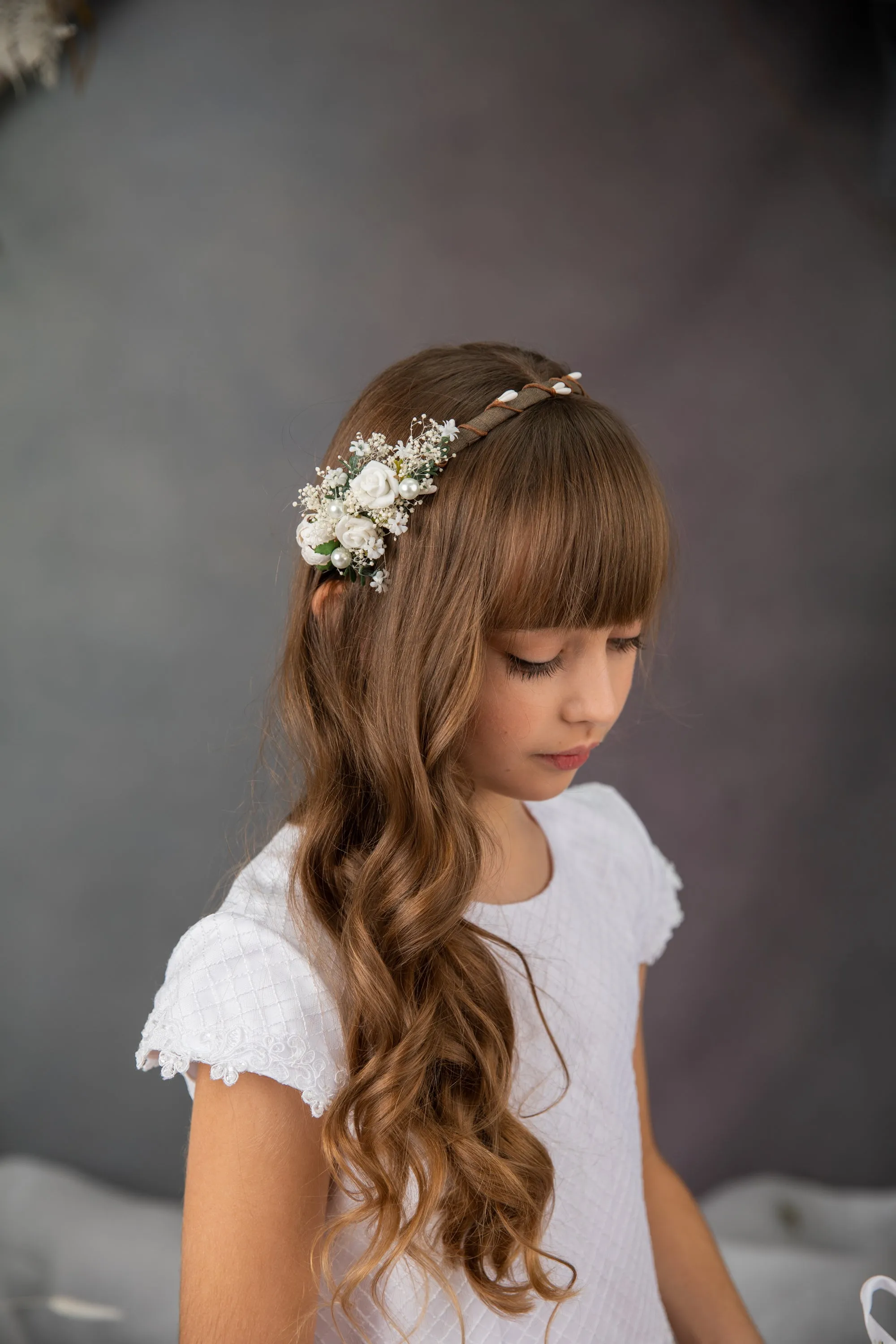 Holy communion flower set - headband, bracelet, candle decoration