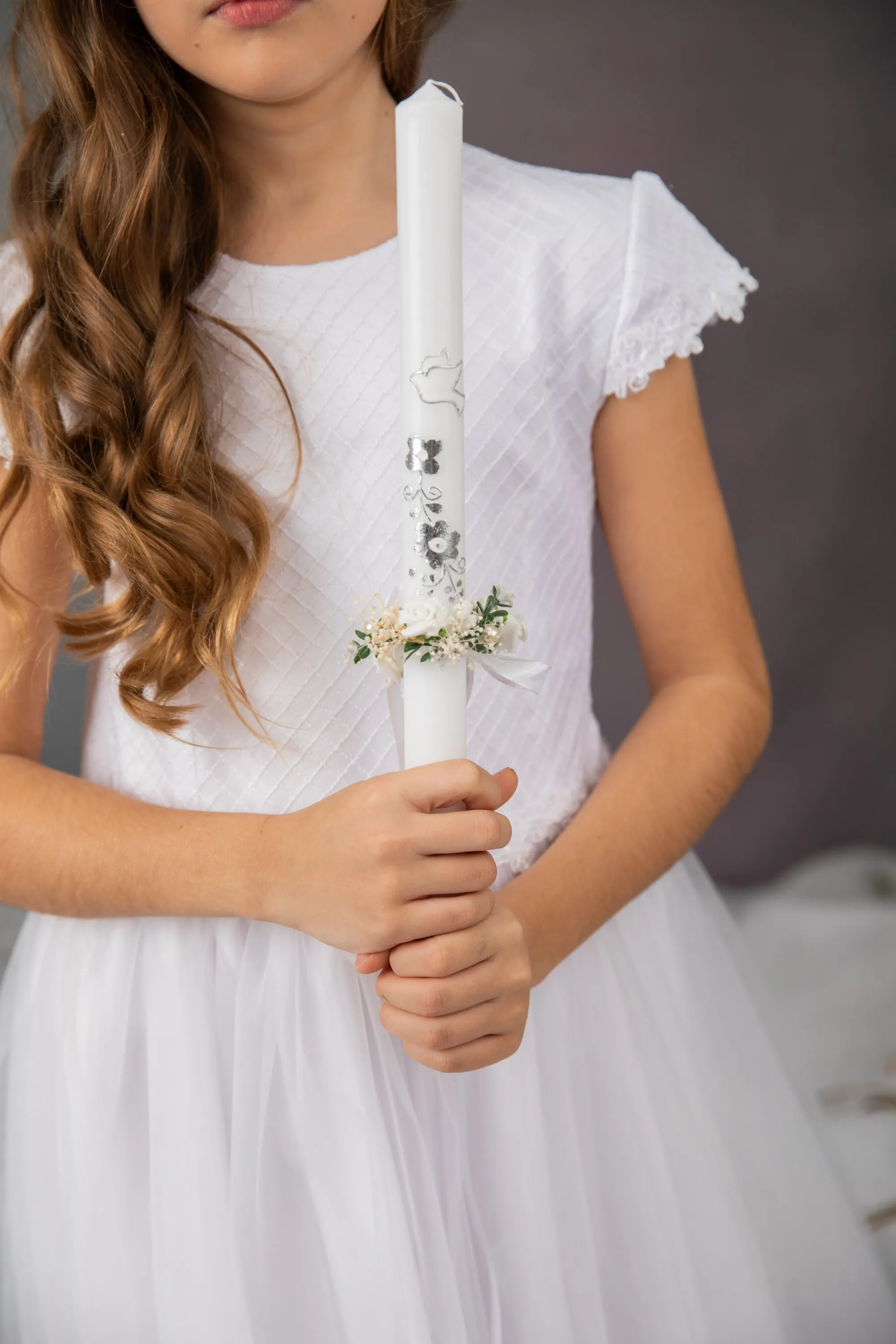 Holy communion flower set - headband, bracelet, candle decoration