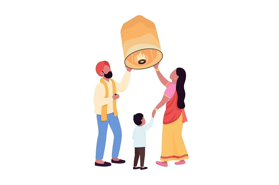 Indian festival vector character set
