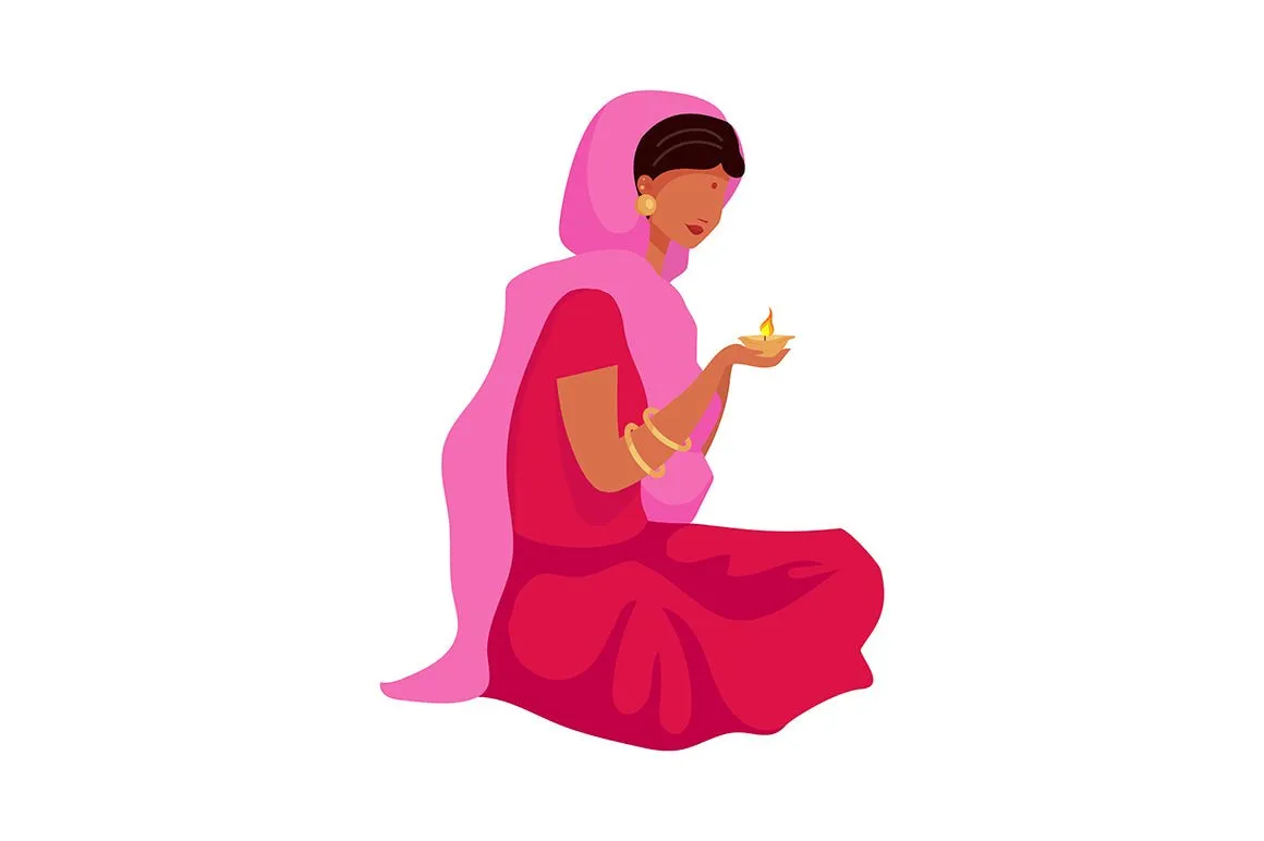 Indian festival vector character set