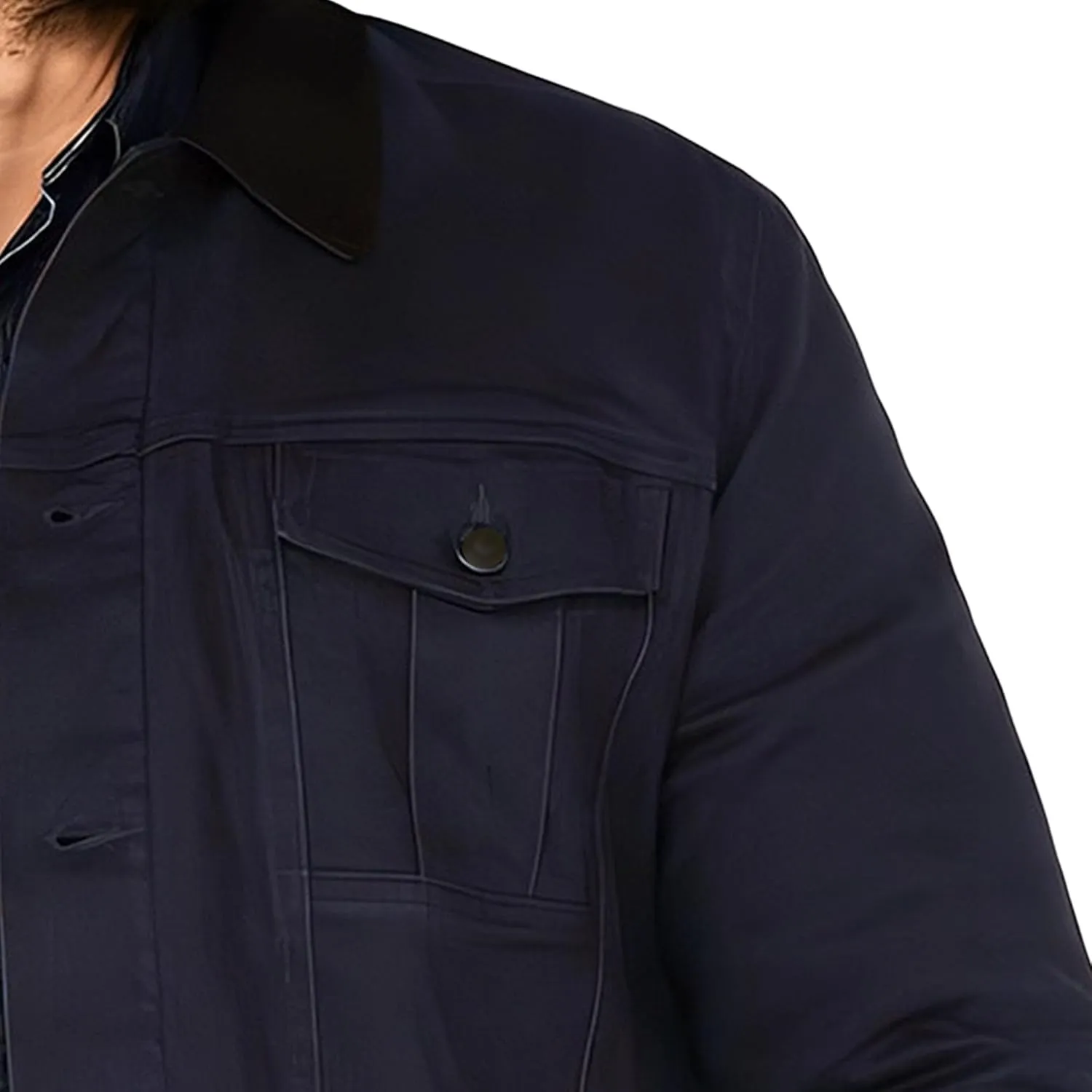 JEKE-DG Men's Solid Button Up Jeans Jacket Casual Trucker Spring Fall Denim Jacket Comfort Lapel Outdoor Jean Coat