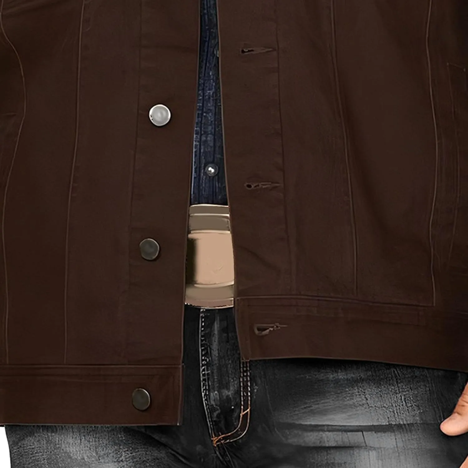 JEKE-DG Men's Solid Button Up Jeans Jacket Casual Trucker Spring Fall Denim Jacket Comfort Lapel Outdoor Jean Coat