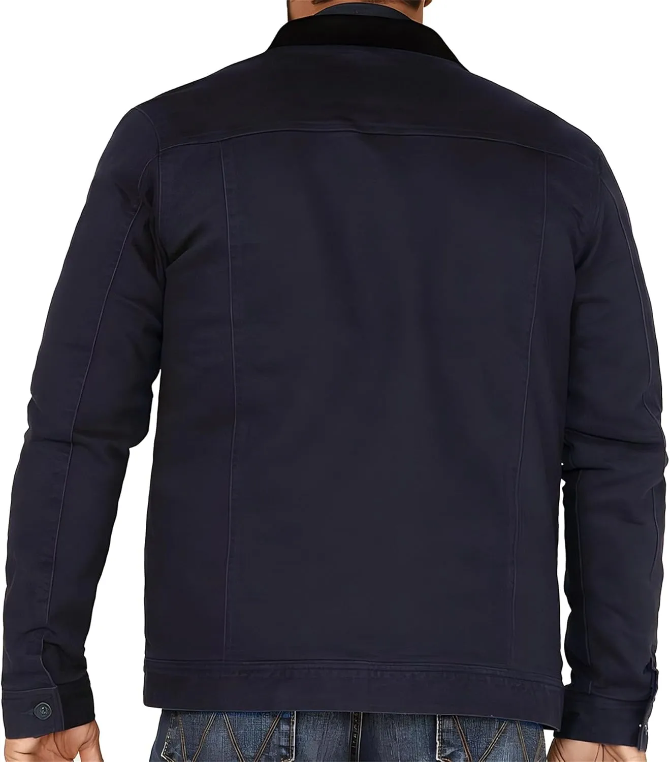 JEKE-DG Men's Solid Button Up Jeans Jacket Casual Trucker Spring Fall Denim Jacket Comfort Lapel Outdoor Jean Coat