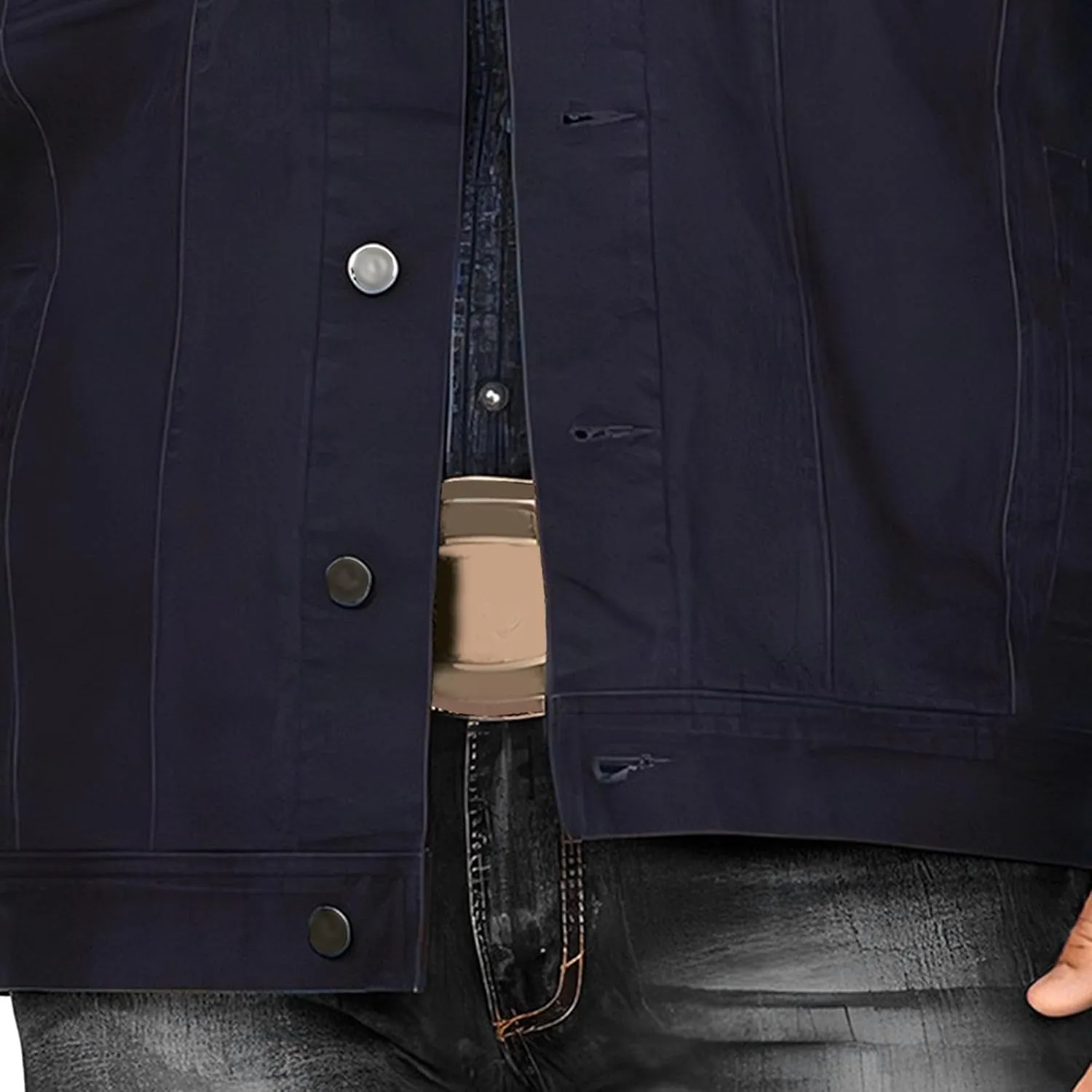 JEKE-DG Men's Solid Button Up Jeans Jacket Casual Trucker Spring Fall Denim Jacket Comfort Lapel Outdoor Jean Coat
