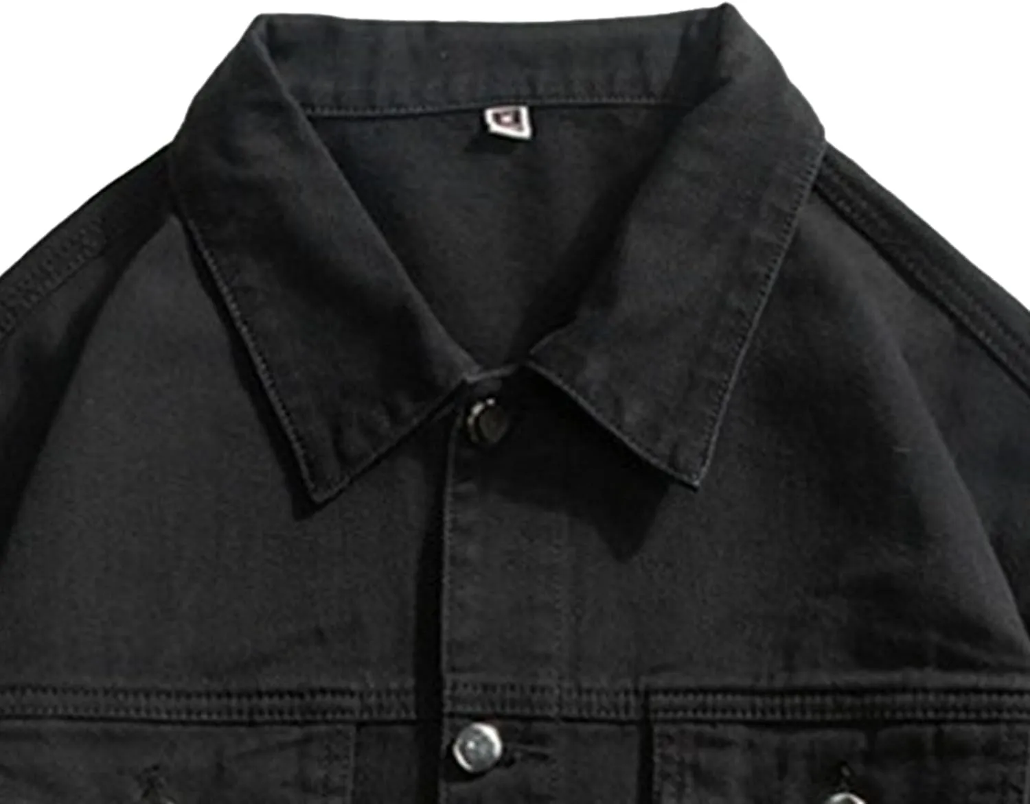 JEKE-DG Men's Stylish Loose Fit Casual Jeans Jacket Button Down Trucker Moto Denim Jacket Solid Lapel Comfort Jean Coat