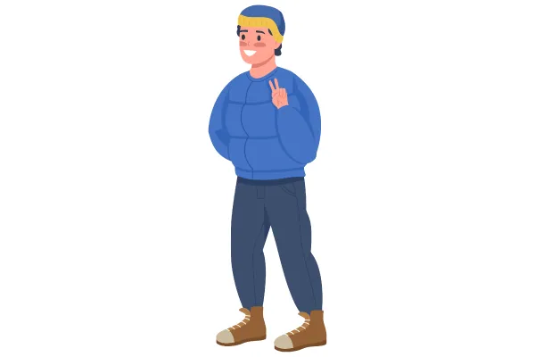 Kid in Coat Vector Characters Set