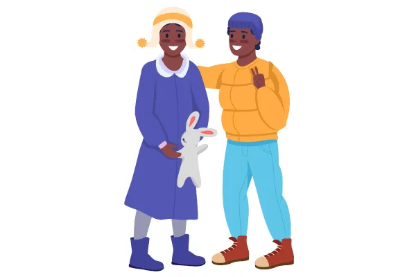 Kid in Coat Vector Characters Set