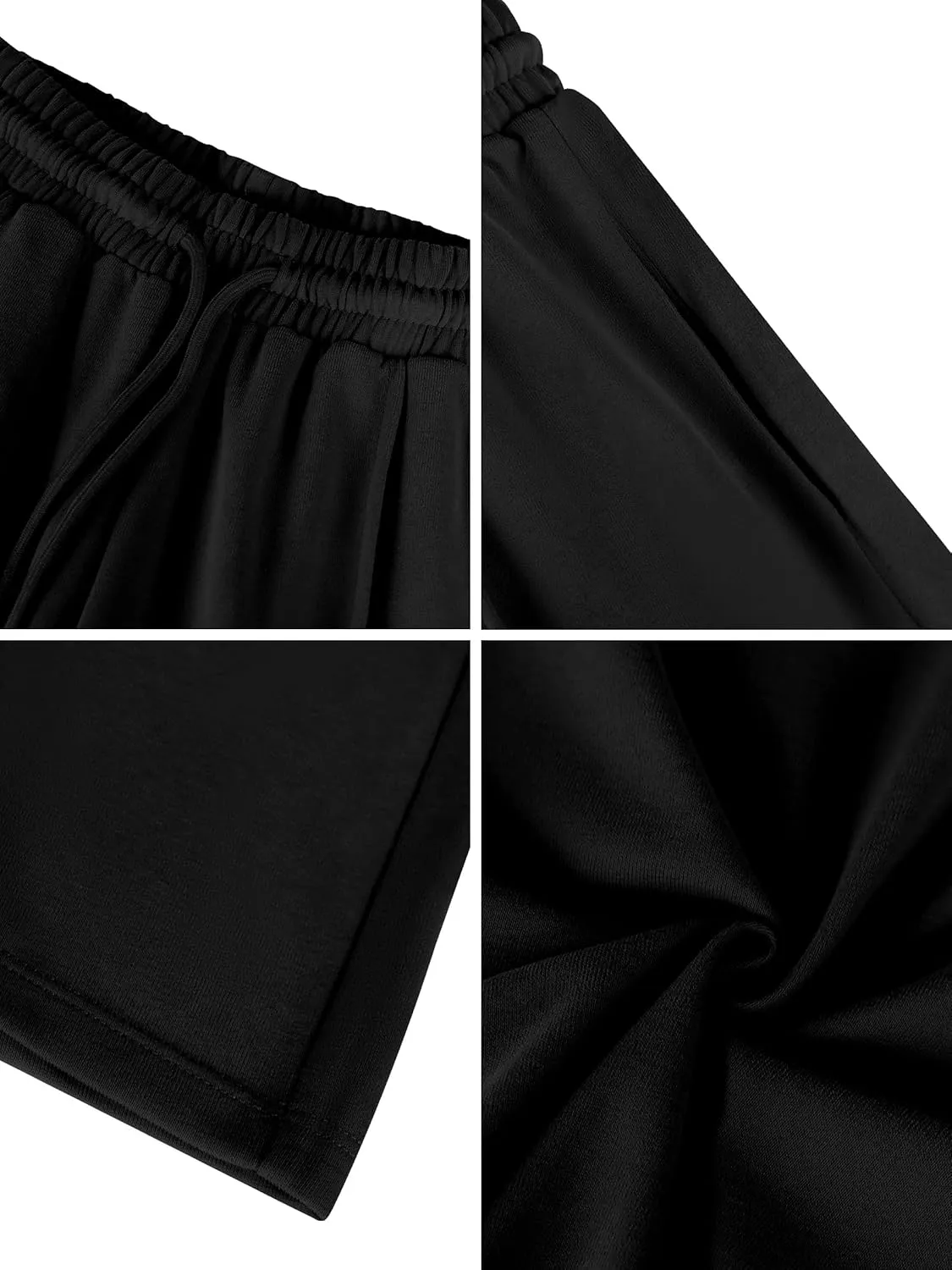 Missufe Women's Elastic High Waist Wide Leg Loose Casual Pants Joggers Workout Lounge Sweatpants with Pockets