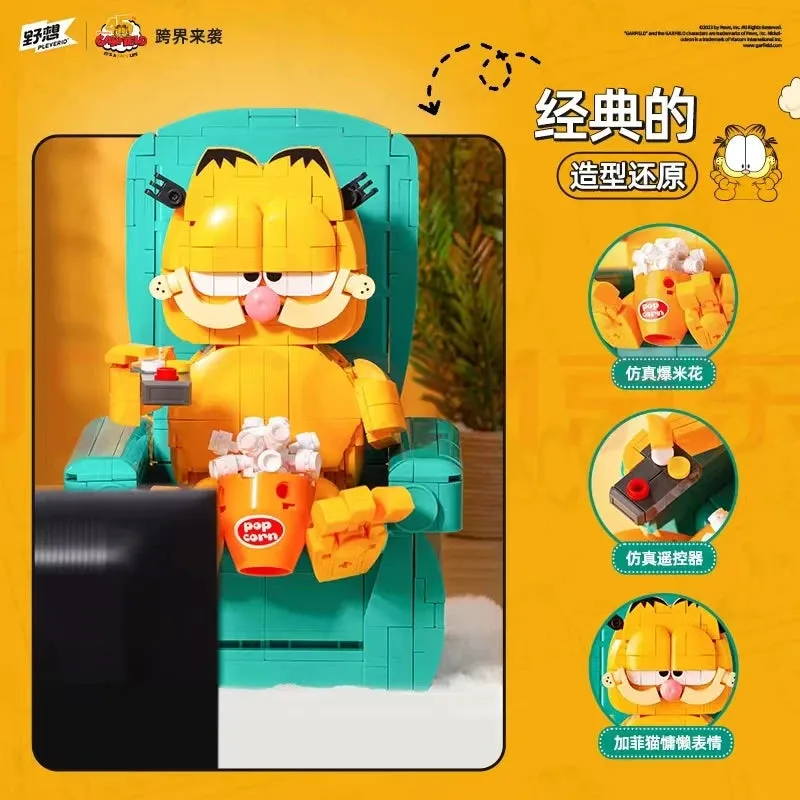 MOC NON  2024 Garfield Building Blocks Classic Anime The Garfield Show Cartoon Cat Model Bricks Assembly Toys