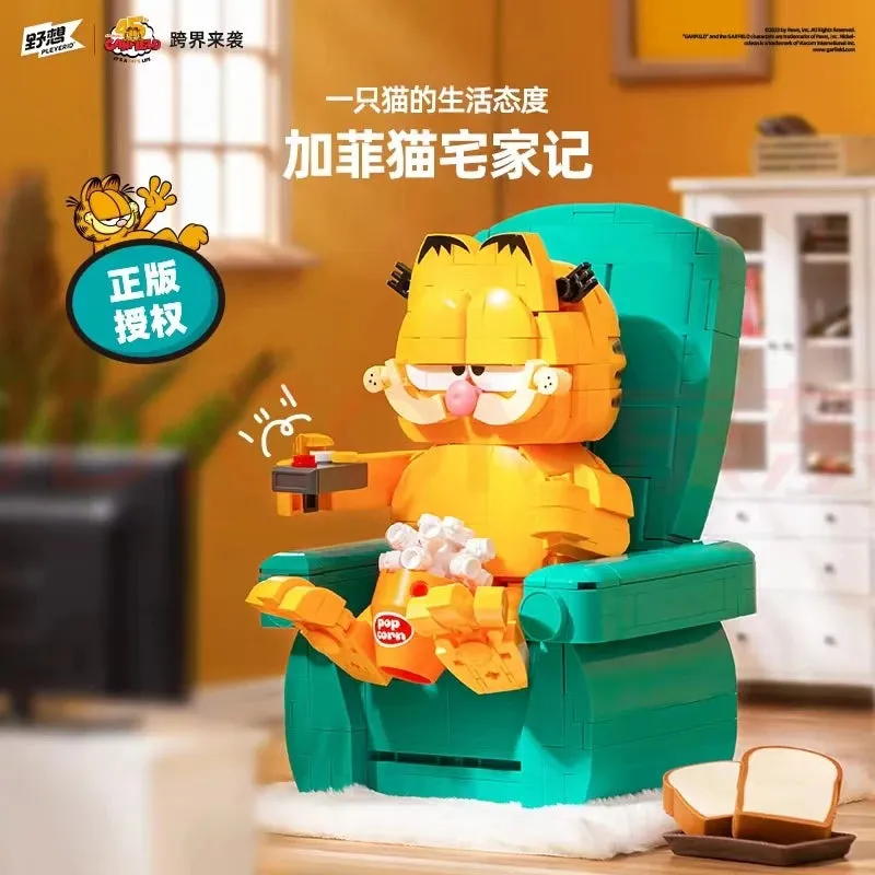 MOC NON  2024 Garfield Building Blocks Classic Anime The Garfield Show Cartoon Cat Model Bricks Assembly Toys