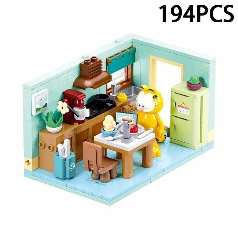 MOC NON  2024 Garfield Building Blocks Classic Anime The Garfield Show Cartoon Cat Model Bricks Assembly Toys