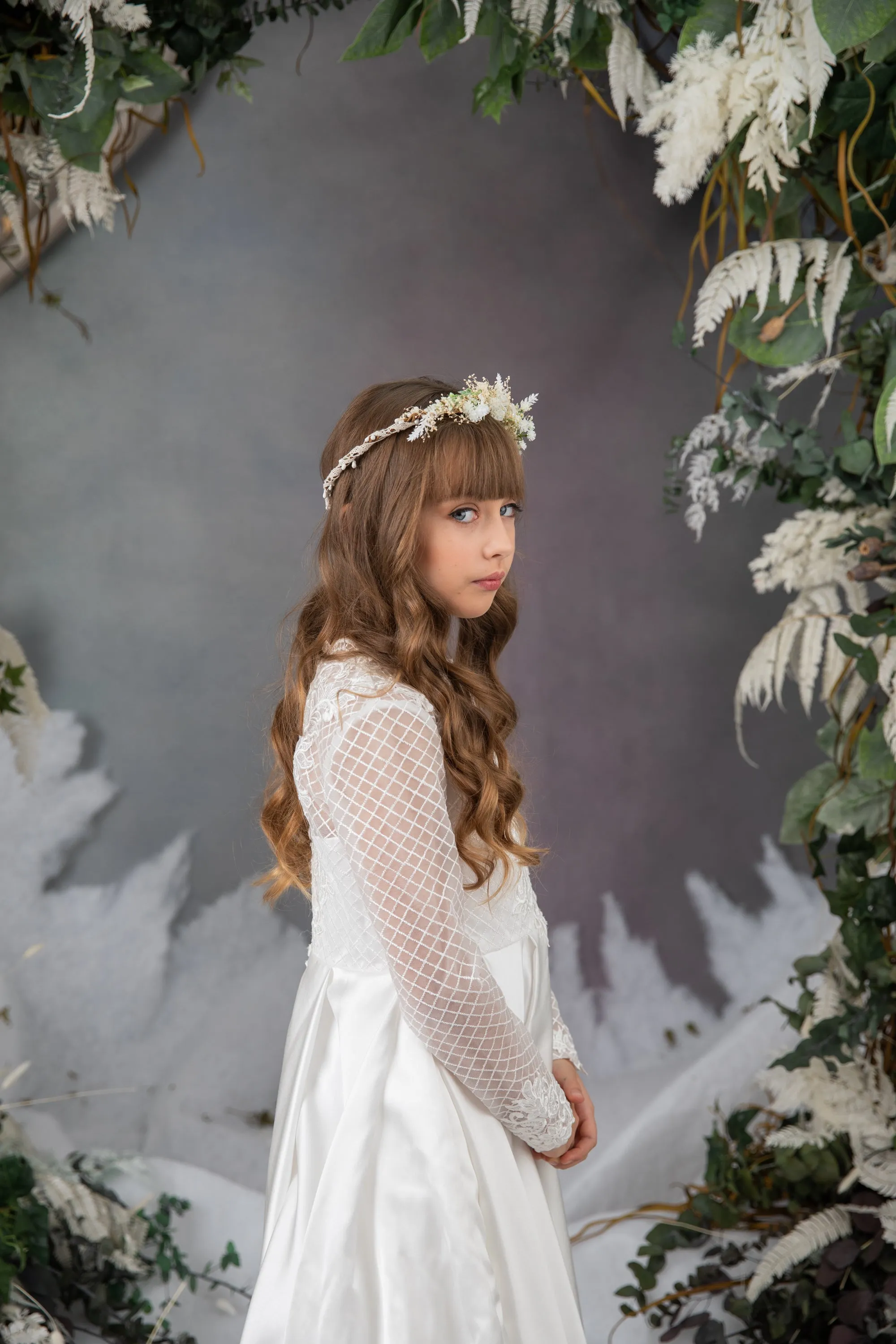 Natural Holy Communion flower crown