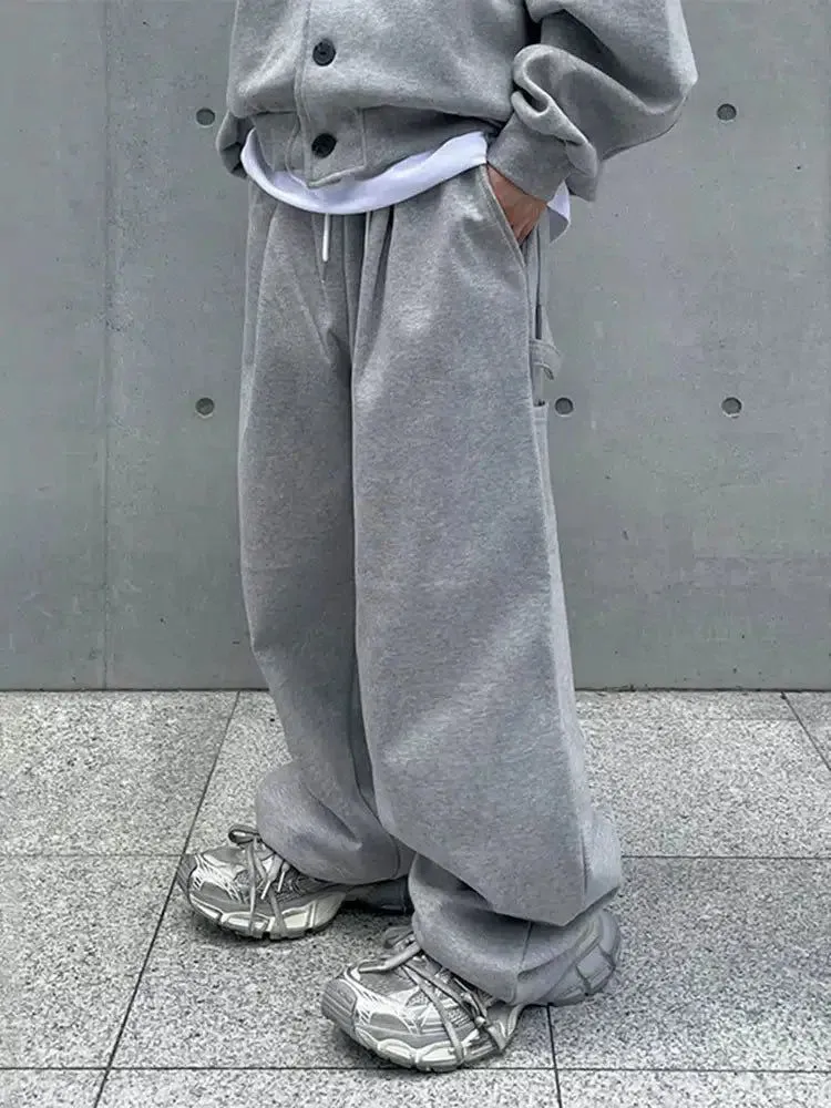 OH Buttoned Hoodie and Pocket Details Sweatpants Set