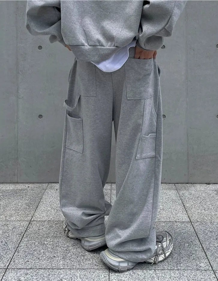 OH Buttoned Hoodie and Pocket Details Sweatpants Set