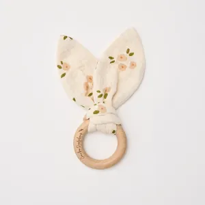 Organic Muslin Bunny Ear Teether -Daisy