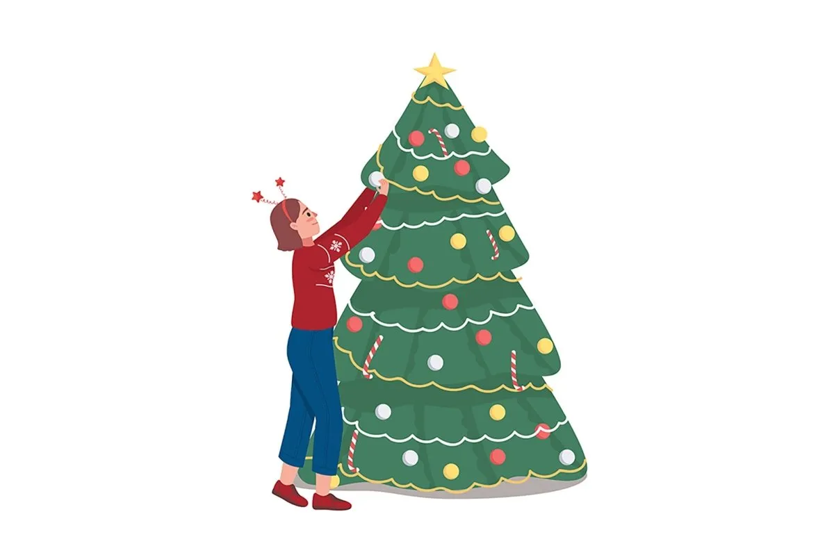 People on winter flat color vector character set