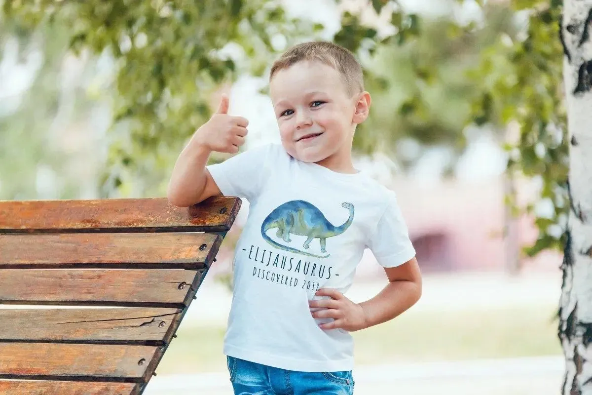 Personalised Boys Dinosaur T-shirt, Child&#39;s Dinosaur Top, Kids Dinosaur T-shirt, Dinosaur Gift, Boys Dinosaur Tops, Children&#39;s Top, Dinosaur