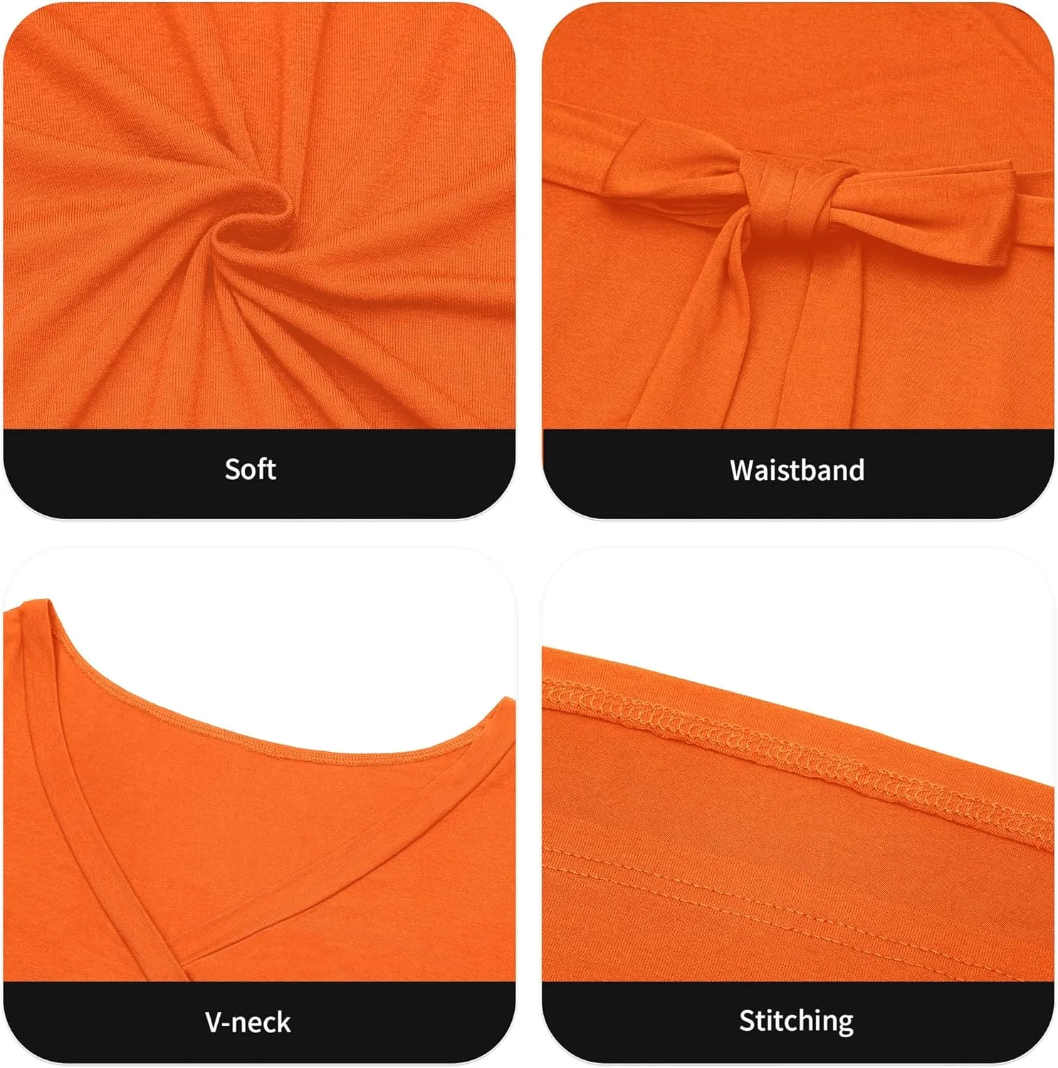 Plus Size Dress for Women - 3/4 Sleeve V-Neck Maxi Dress for Women with Belt and Pockets 2XL-6XL