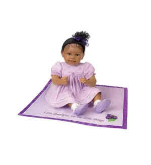 The Ashton-Drake Galleries Ayana African-American Lifelike Baby Girl Collectible Doll Realistic Baby Doll with Big Brown Eyes, Curly Hair, and Melody-Playing Satin-Trimmed Blanket by Linda Murray 20-Inches