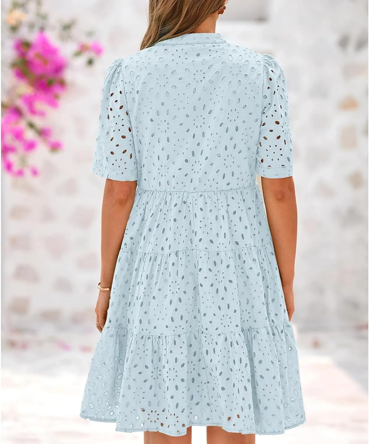 The Beauty North Eyelet Dress, Eyelet Dresses for Women 2025, Women Summer Ruffle Hem Floral Lace Dress
