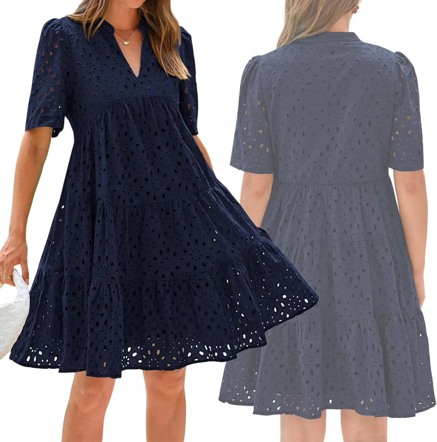 The Beauty North Eyelet Dress, Eyelet Dresses for Women 2025, Women Summer Ruffle Hem Floral Lace Dress