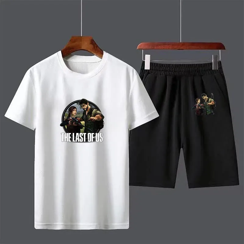 The Last of Us Part 2 Cotton Men's T-shirt Shorts Set Breathable Casual T shirt Running Set Boys Harajuku Male Streetwear Tops