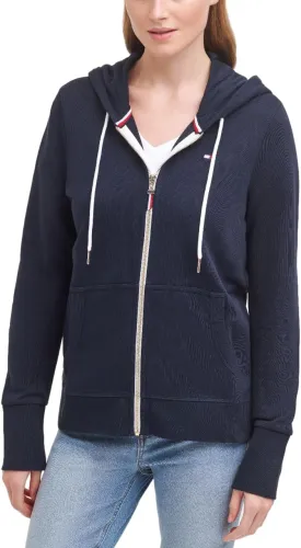 Tommy Hilfiger Women's Zip-up Hoodie  Classic Sweatshirt With Drawstrings and Hood