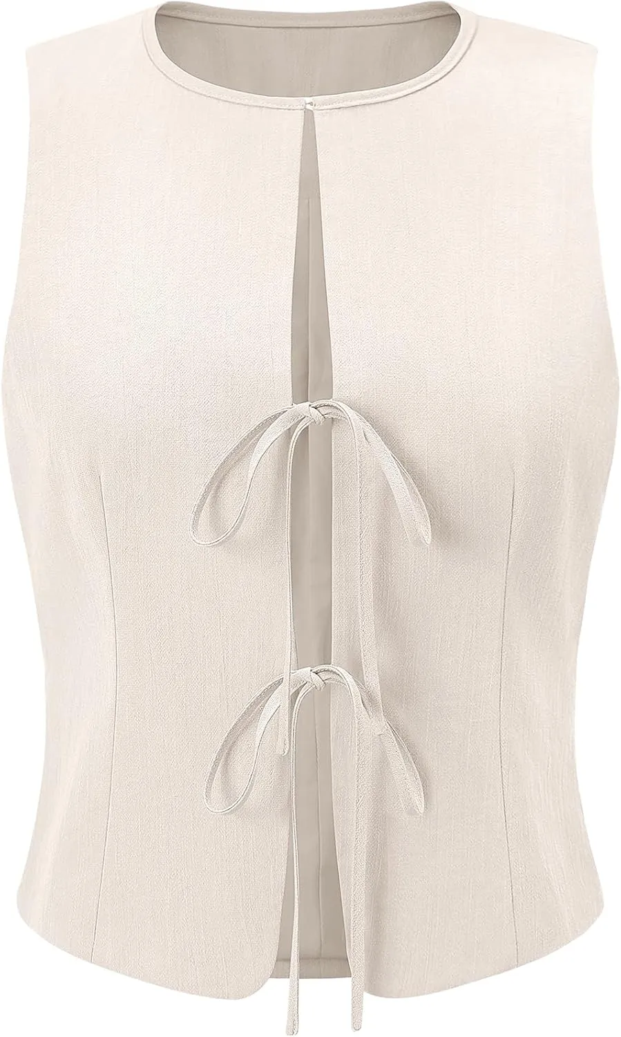 UEU Womens Tie Front Vest Top Bow Open Front Crop Tank Tops Summer Casual Sleeveless Shirt 2025 Y2K Trendy Outfits