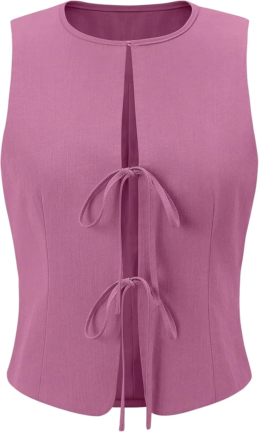 UEU Womens Tie Front Vest Top Bow Open Front Crop Tank Tops Summer Casual Sleeveless Shirt 2025 Y2K Trendy Outfits