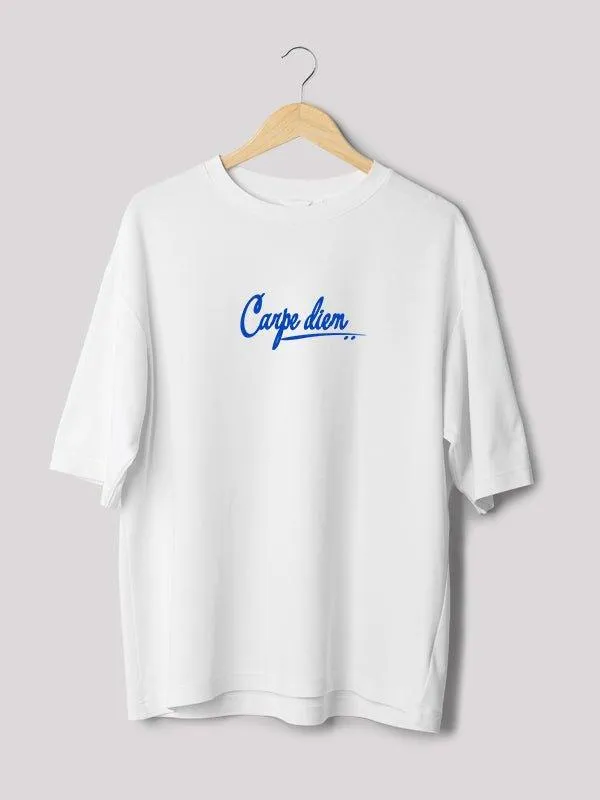 Unisex white carpe diem typography t-shirt