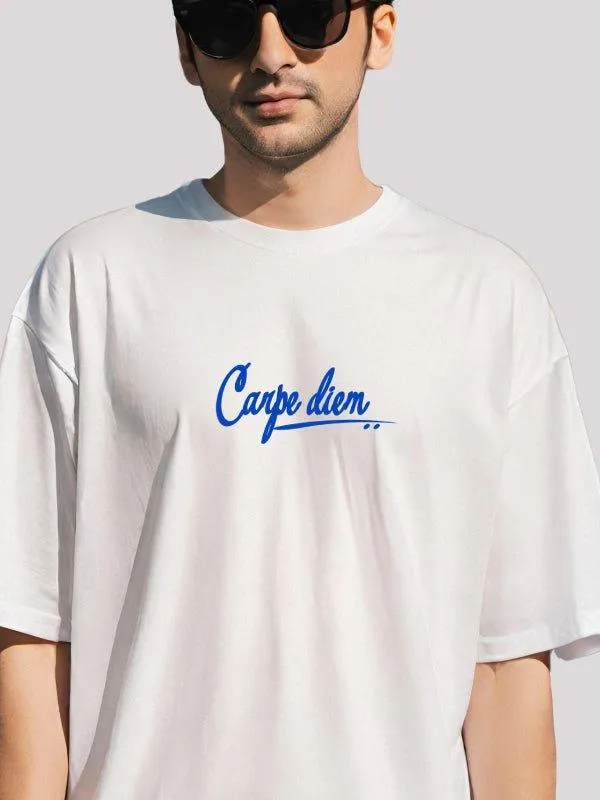 Unisex white carpe diem typography t-shirt