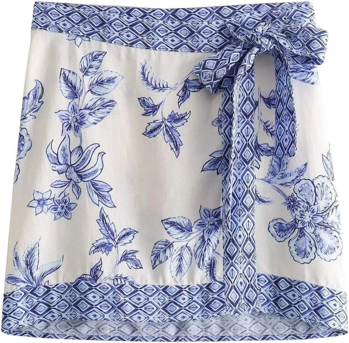 utcoco Women's 2025 Summer Boho Floral Print Wrap Mini Skirt Y2k Bow Tie Low Waist Short Skirt Beach Vacation Outfits