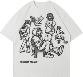 Vamtac Oversized Graphic Tees Y2k Vintage Tops for Men Women Streetwear Unisex T Shirts