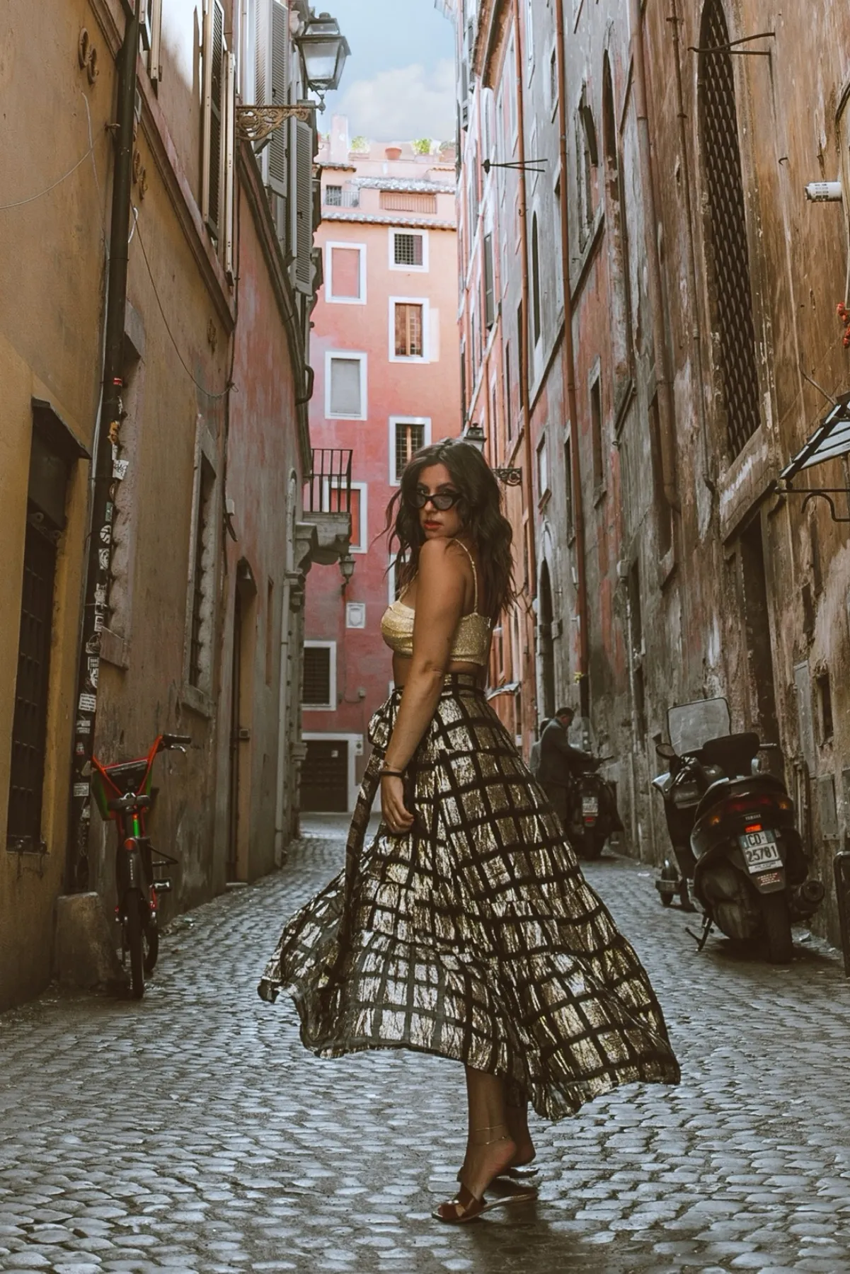 Venezia Wrap Skirt - Black and Gold