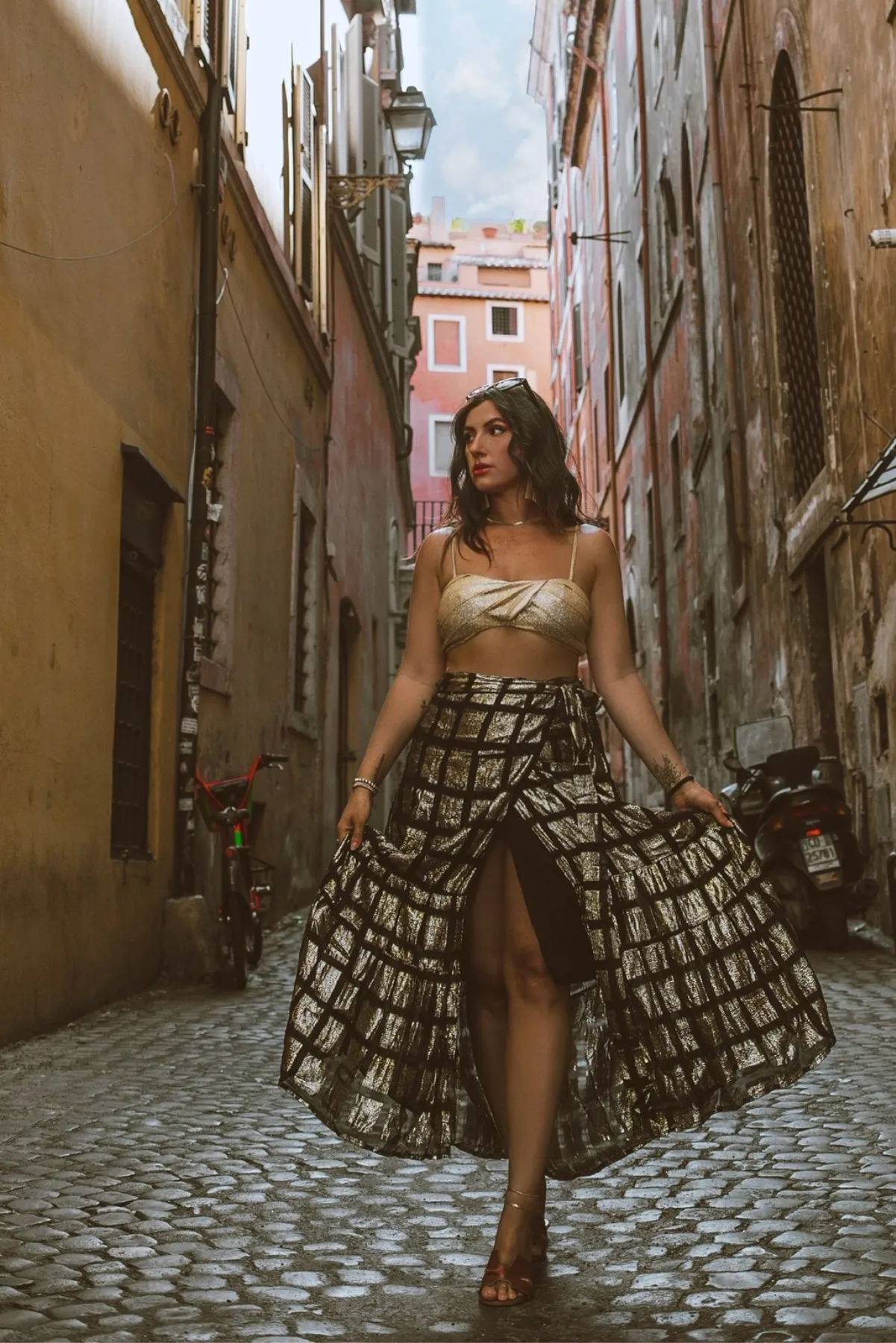 Venezia Wrap Skirt - Black and Gold