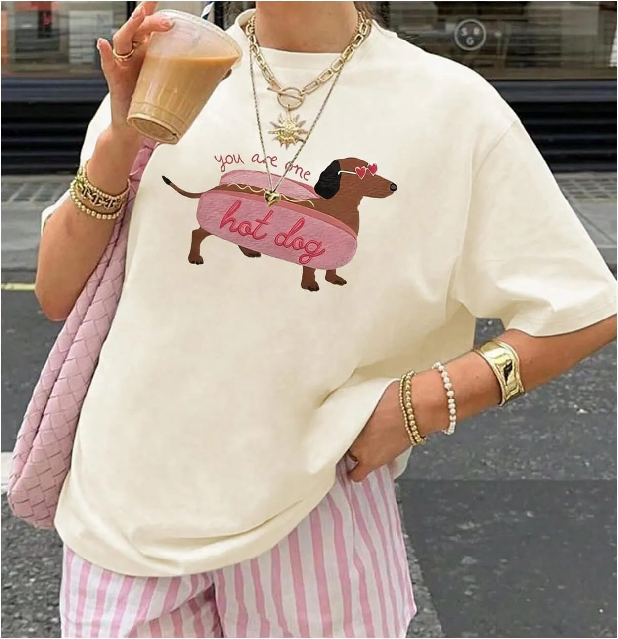 Verdusa Graphic Tees for Women Cute Cartoon Drop Shoulder Short Sleeve Summer T Shirt