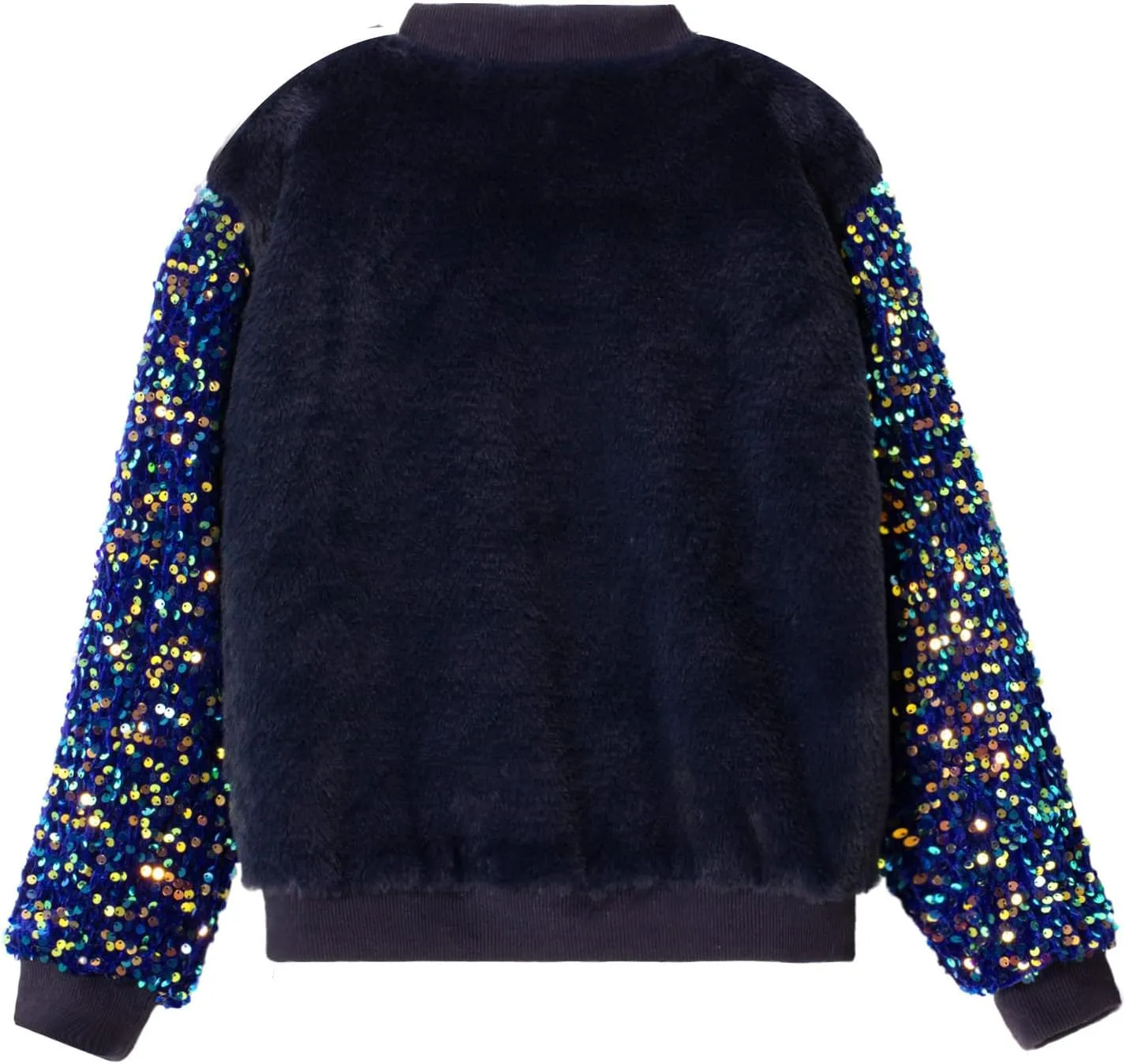 WELAKEN Girls Unicorn Fleece Full-zip Sequin Sleeves Jacket with Pocket for Toddler & Kids