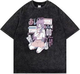 Women Summer Gothic T-Shirt Anime Aesthetic Print Harajuku Fashion Casual Tops