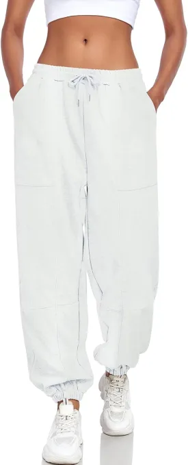 Women's High Waisted Sweatpants Casual Workout Active Joggers Pants Y2k Trendy Lounge Trousers with Pockets
