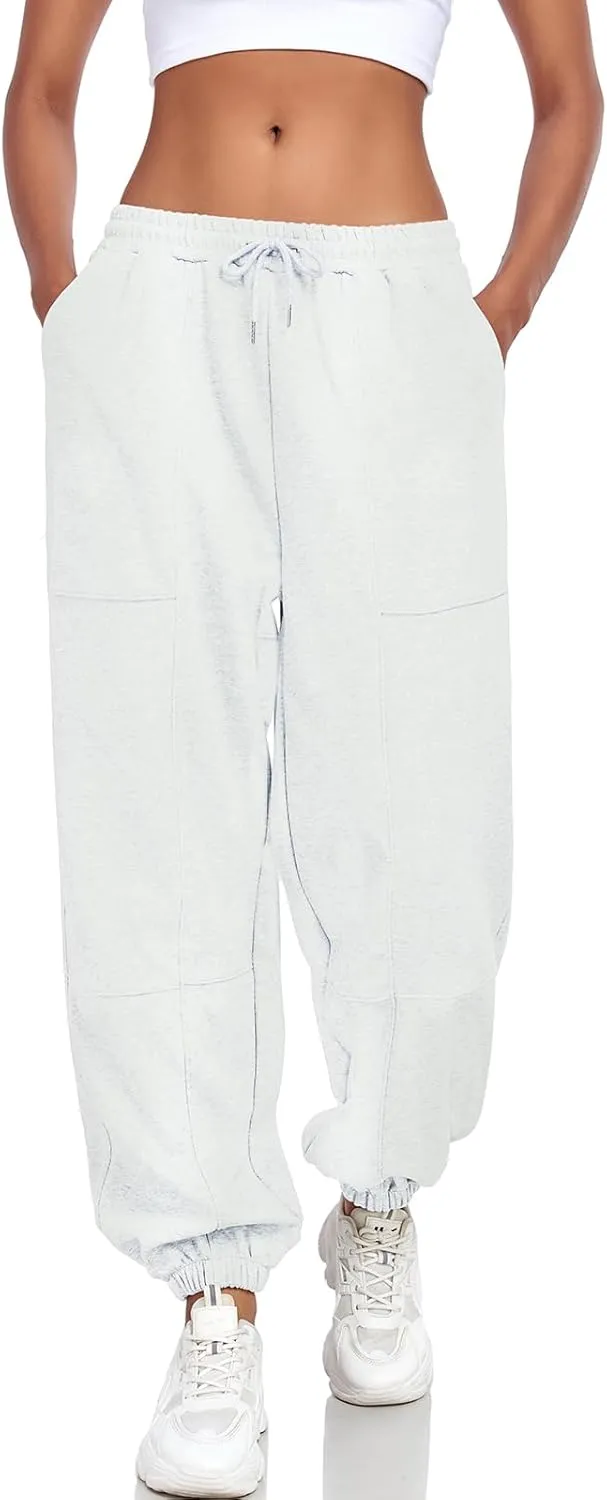 Women's High Waisted Sweatpants Casual Workout Active Joggers Pants Y2k Trendy Lounge Trousers with Pockets