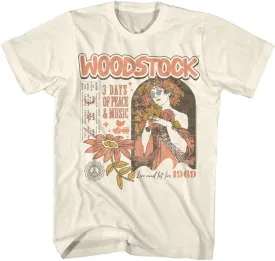 Woodstock 3 Days of Peace and Music Adult Short Sleeve T Shirt 60s Music Vintage Style Graphic Tees