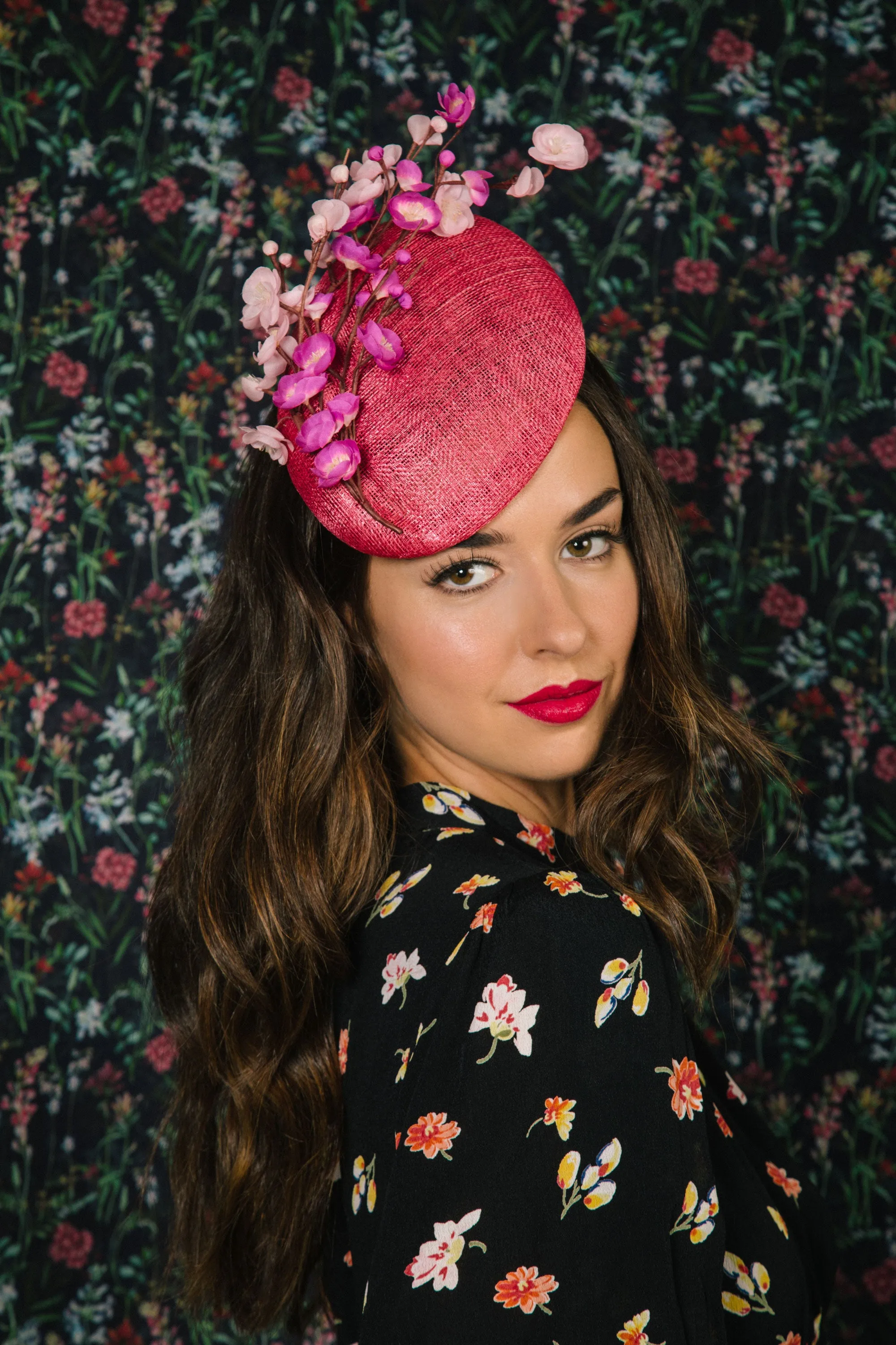 Zipessa: Hot Pink Fascinator with Cherry Blossom